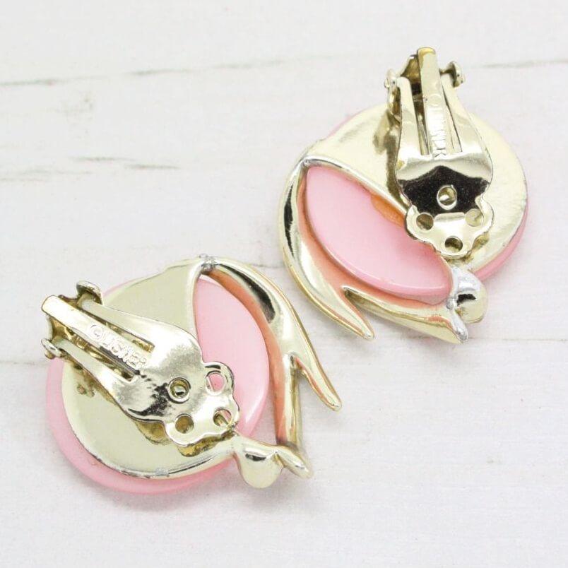 Vintage 1950s Signed Lisner Pink Earrings