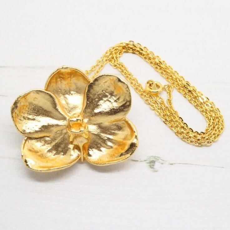 Risis Vintage Golden Orchid Brooch / Pendent