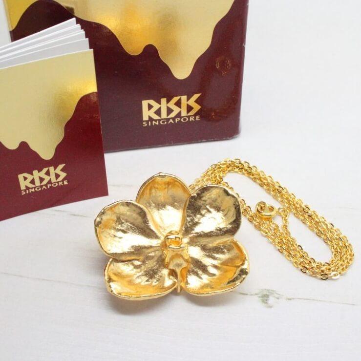 Risis Vintage Golden Orchid Brooch / Pendent