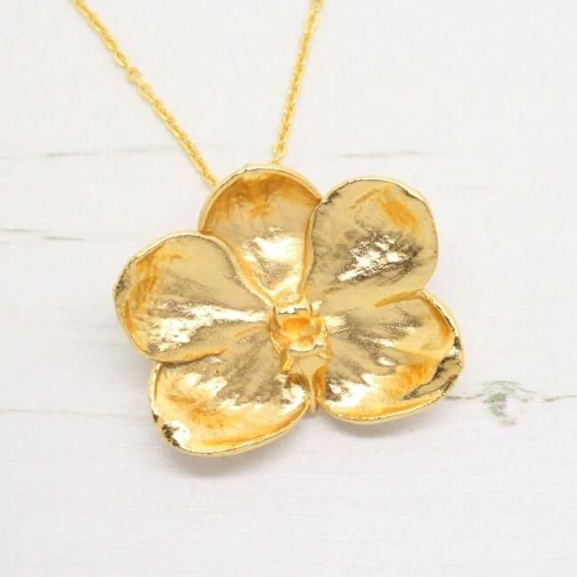 Risis Vintage Golden Orchid Brooch / Pendent