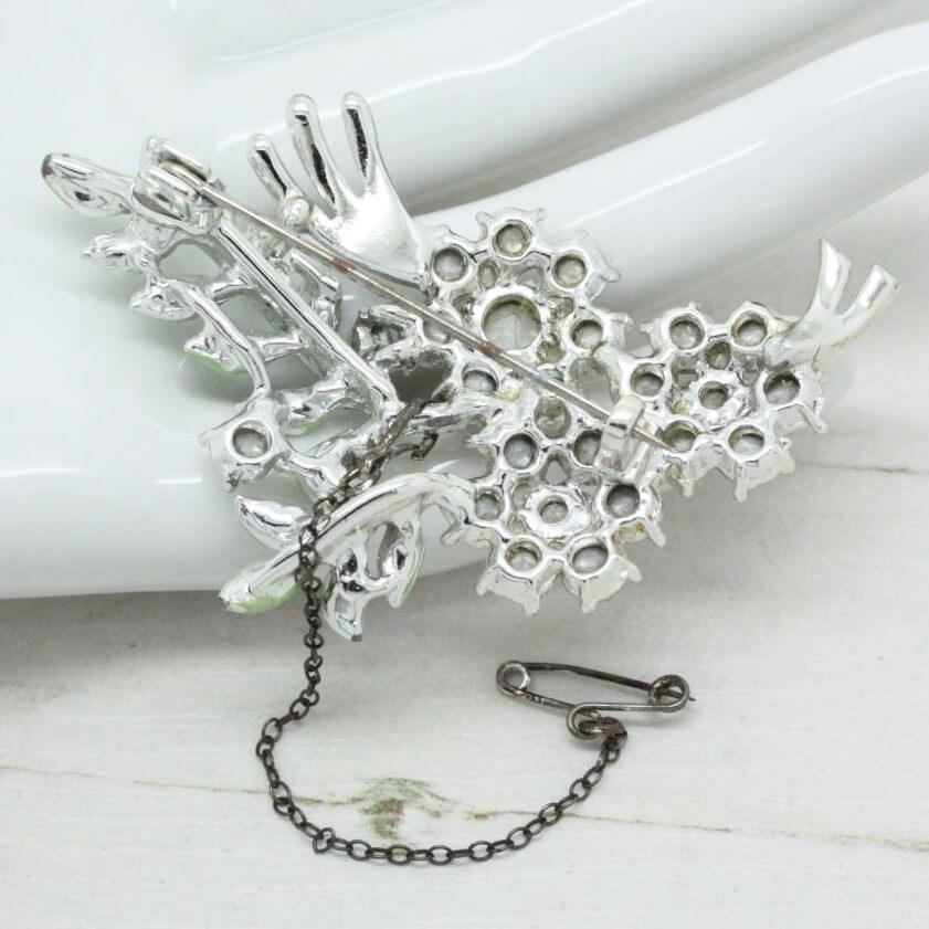 Vintage 1950s - 1960s Rhinestone & Enamel Brooch