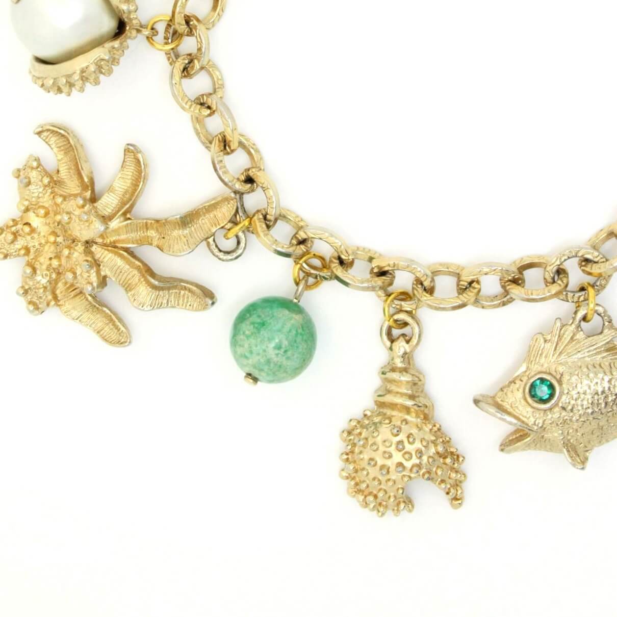 1960s Vintage Sarah Coventry Under The Sea 'Sea Charms' Gold Cham Bracelet