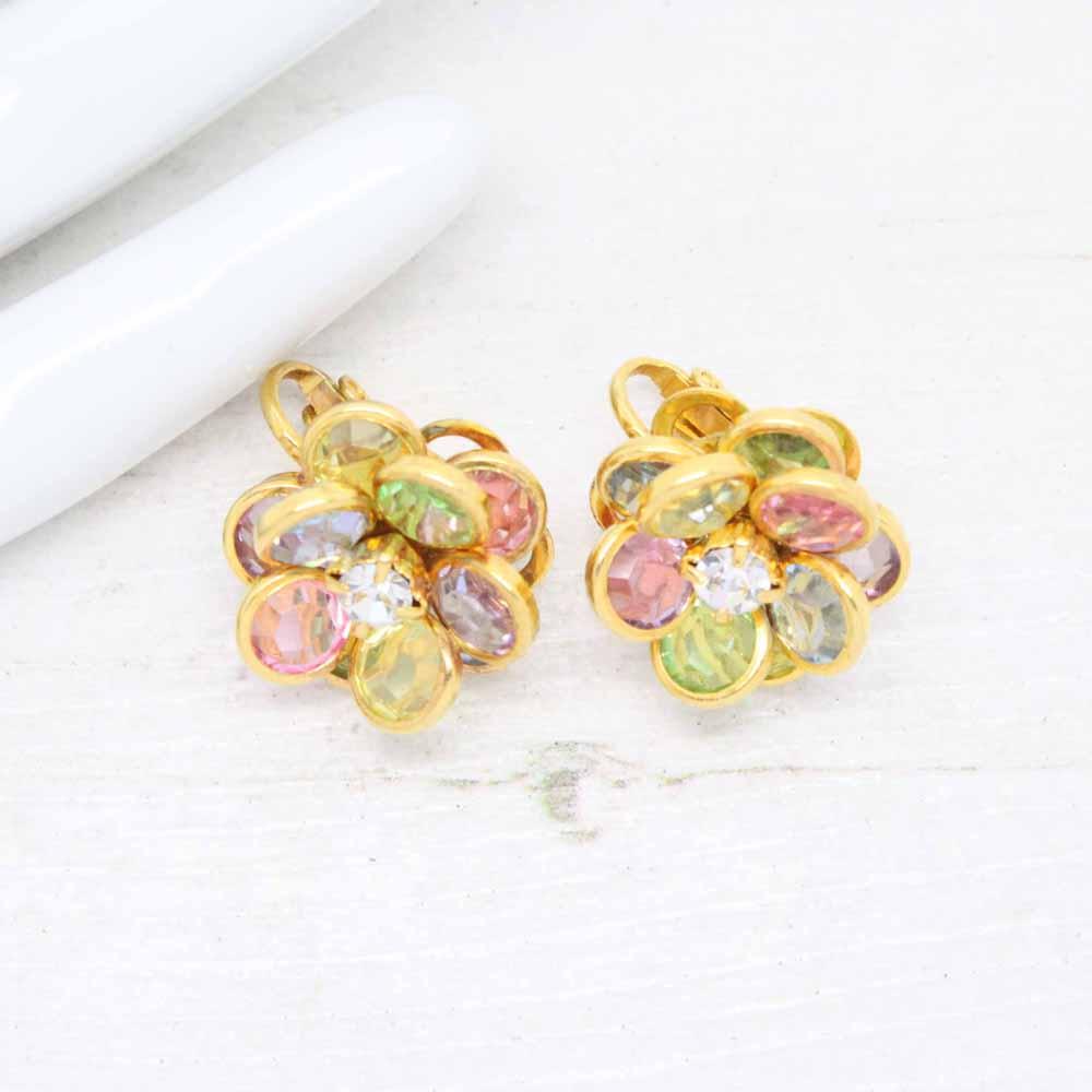Vintage Avon Pastel Bezel Set Crystal Earrings