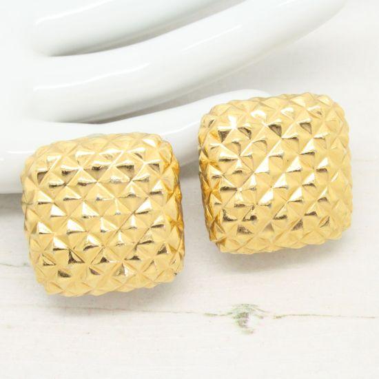 1980s Signed Ciner Gold Textured Square Earrings