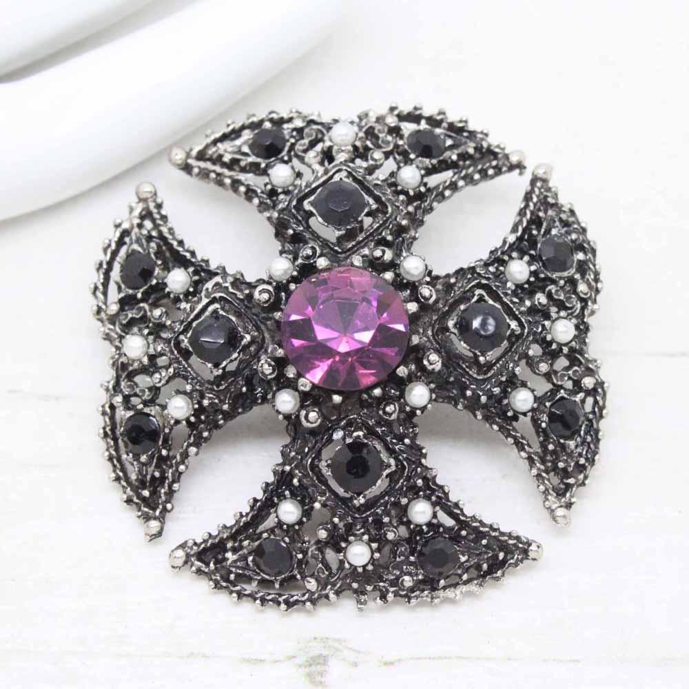Vintage Signed Dorene Maltese Cross Brooch