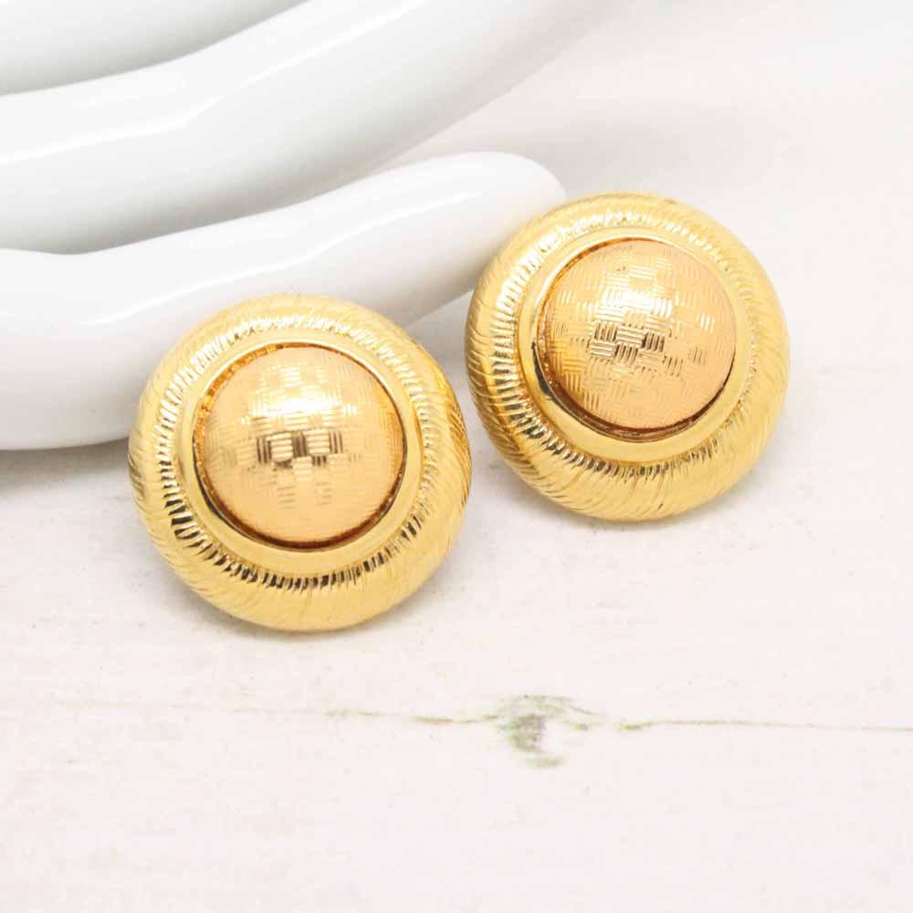 Vintage Signed Monet Gold Dome Stud Earrings