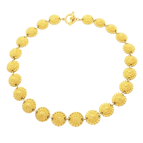 Vintage T Bar Circle Link Gold Plated Necklace