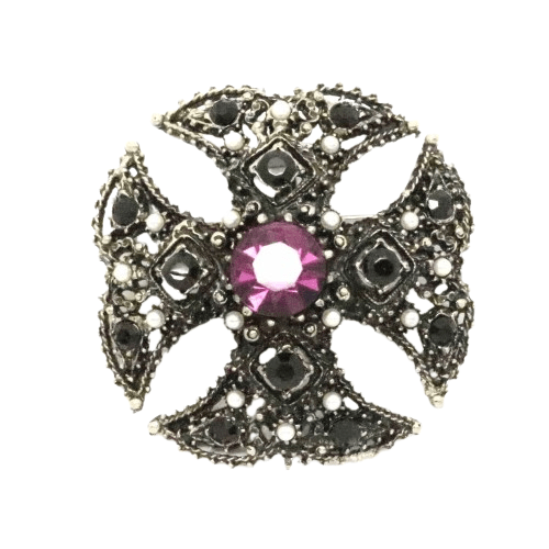 Vintage Signed Dorene Maltese Cross Brooch