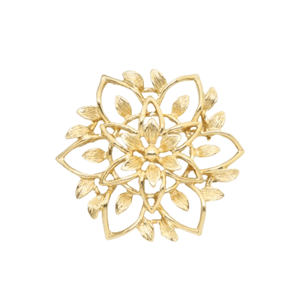 1960s Peta Lure Floral Gold Openwork Flower Brooch by Sarah Coventry