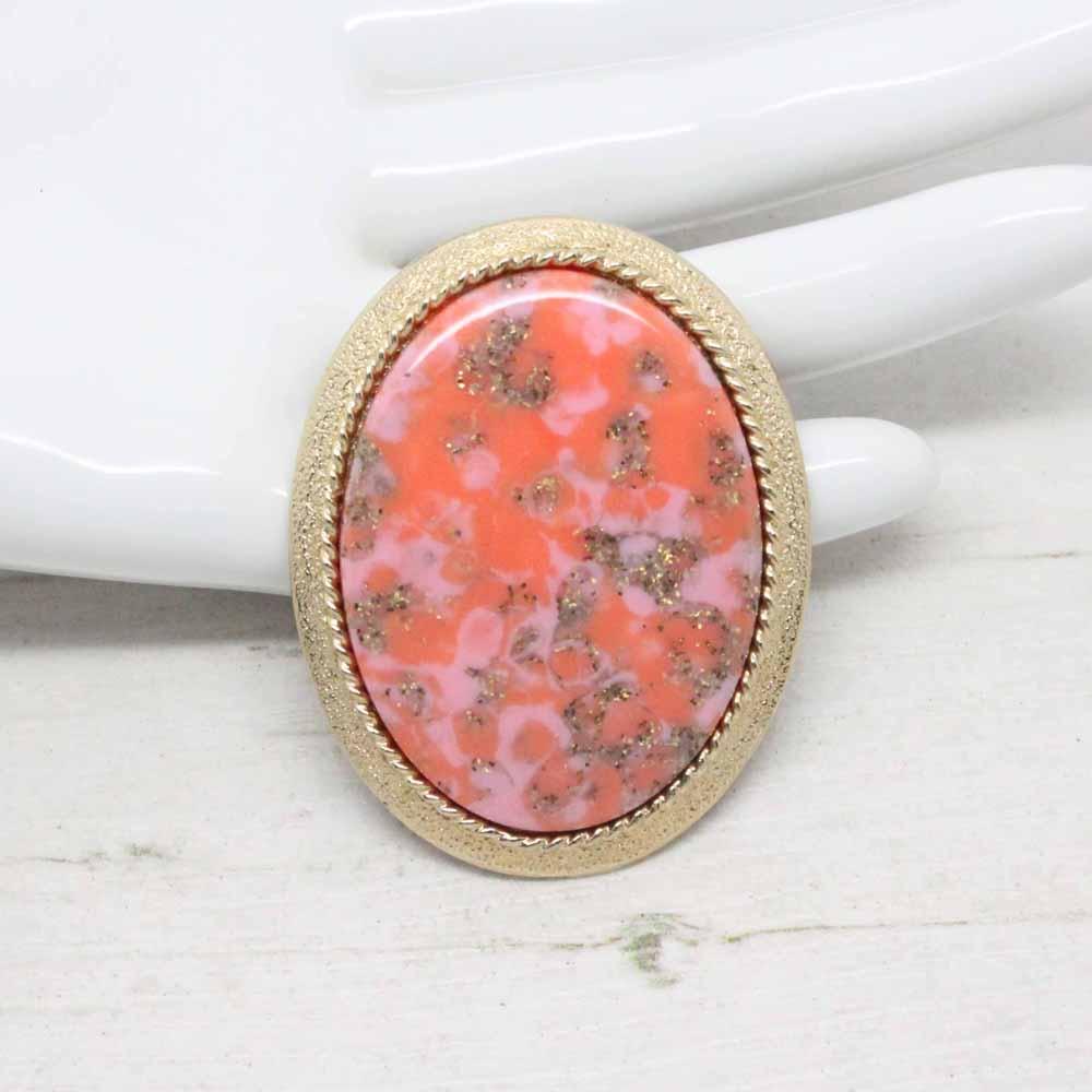 1970s Coraline Orange Cabochon Sarah Coventry Brooch