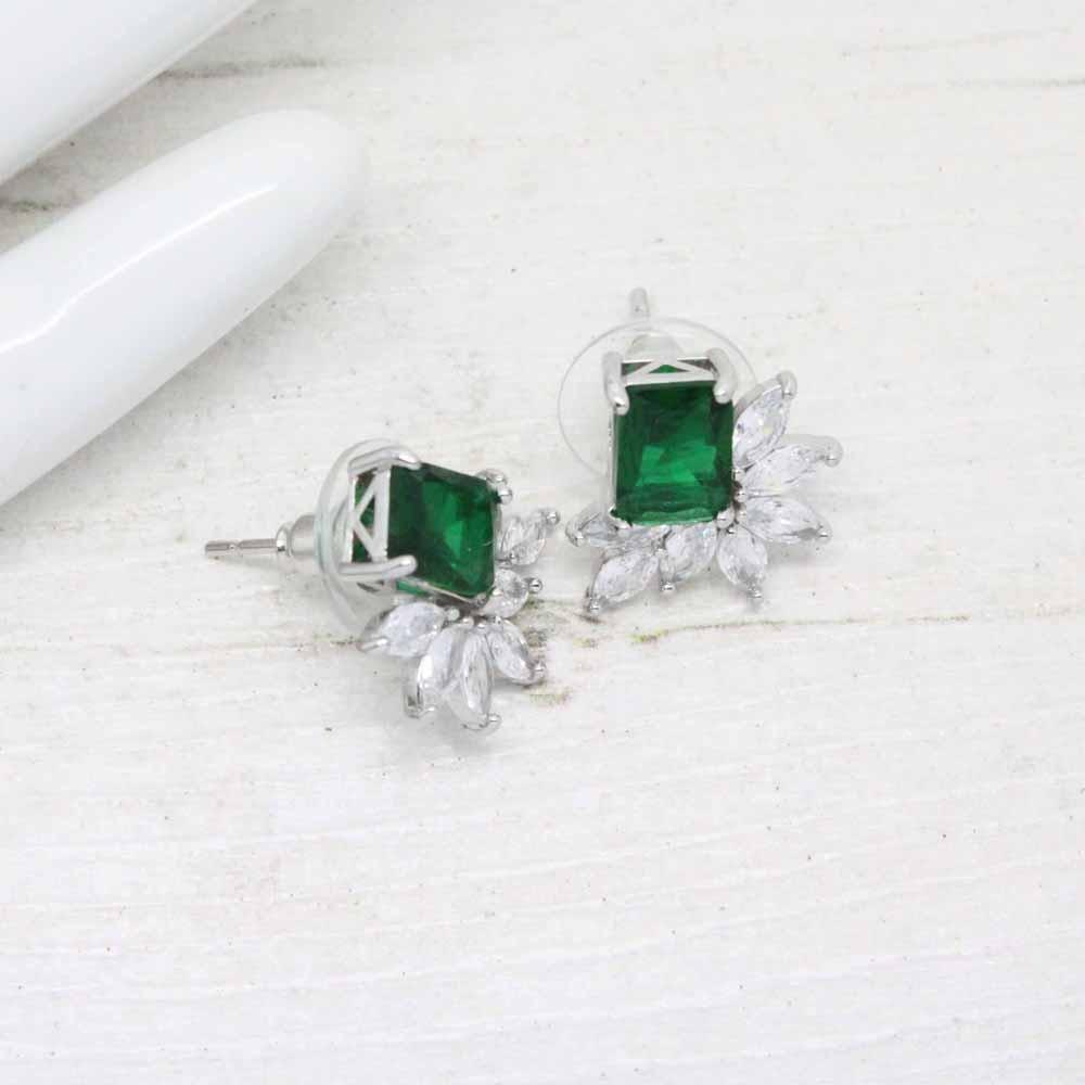 Heirloom Darling Zirconia Crystal Stud Earrings (Emerald)