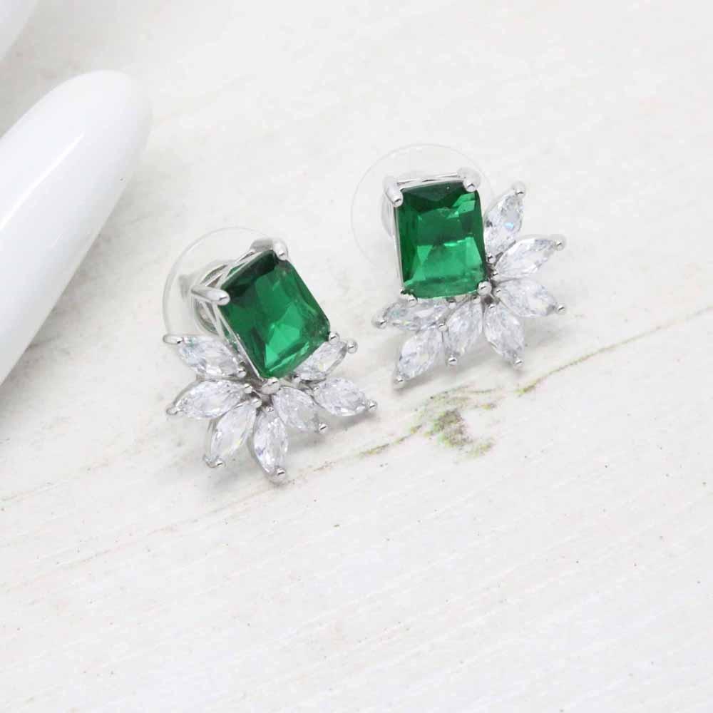 Heirloom Darling Zirconia Crystal Stud Earrings (Emerald)