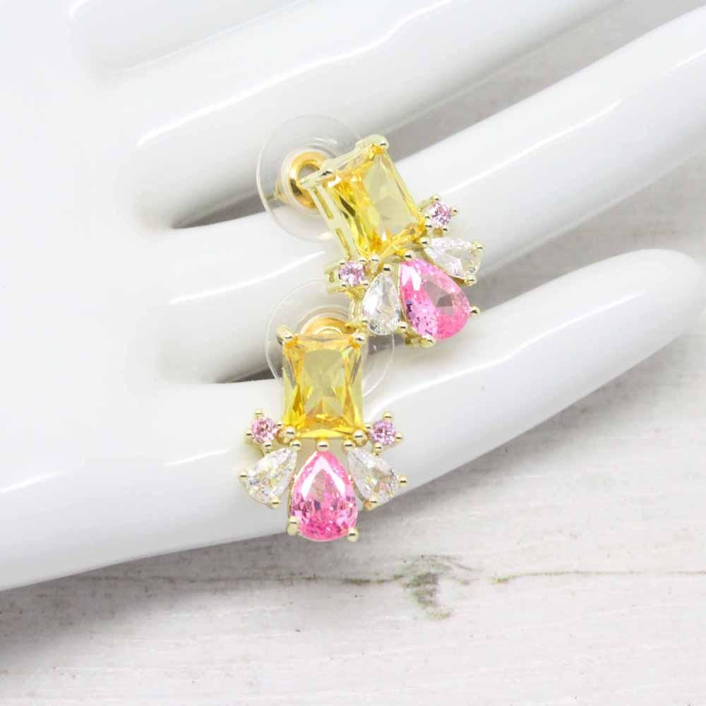 Geometric Mixed Cuts Pastel Crystal Stud Earrings