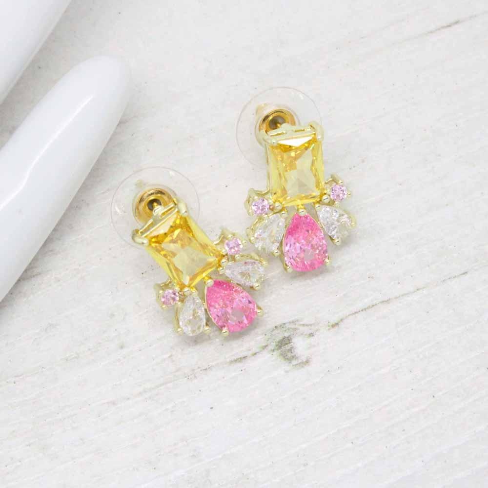 Geometric Mixed Cuts Pastel Crystal Stud Earrings