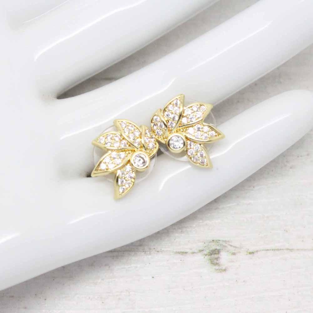 Fauna Zirconia Crystals Stud Earrings (Gold)