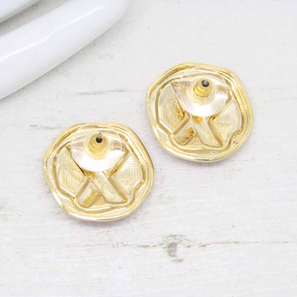 1980s Gold Plated Ruby Red Enamel X Kiss Stud Earrings