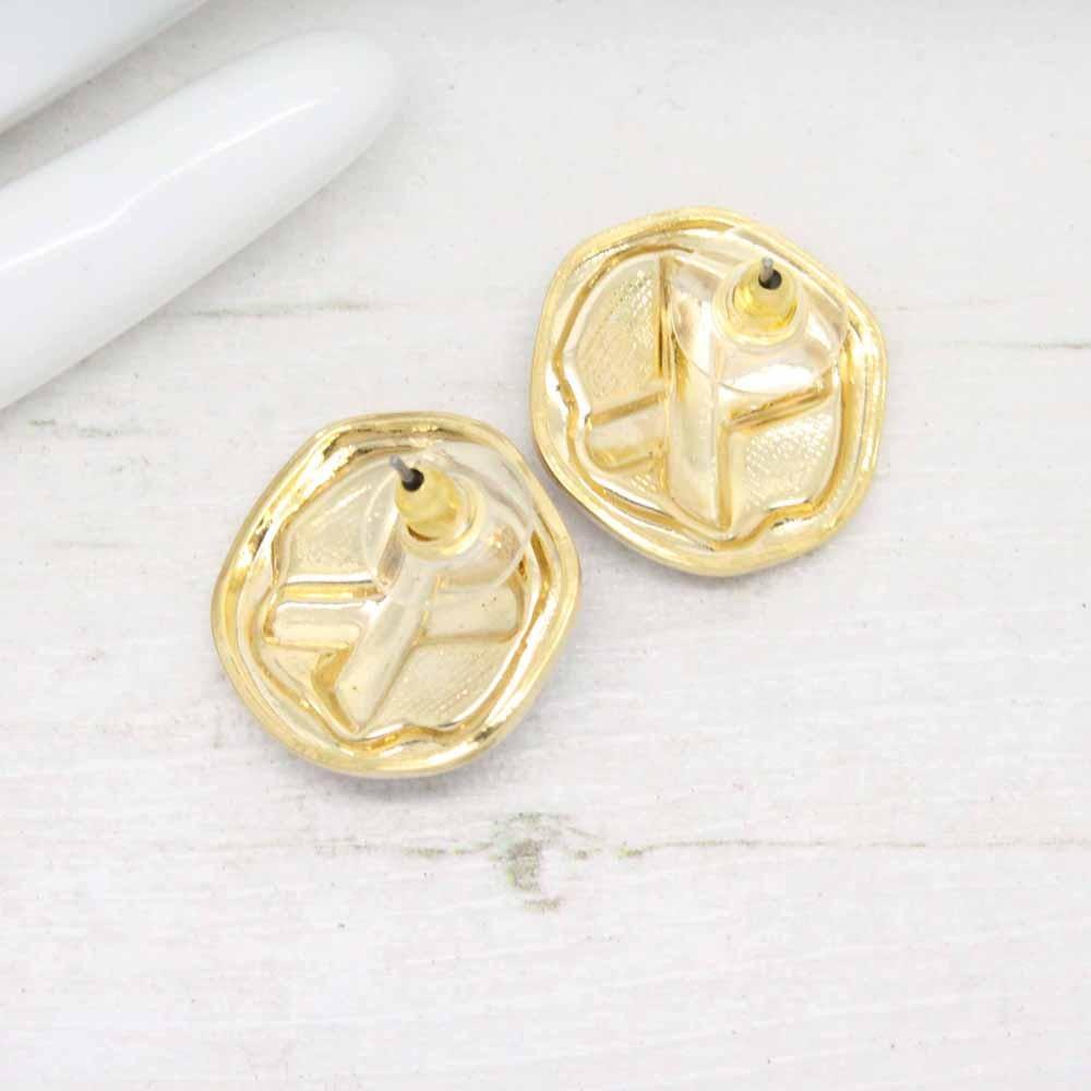 1980s Gold Plated Dark Blue Enamel X Kiss Stud Earrings