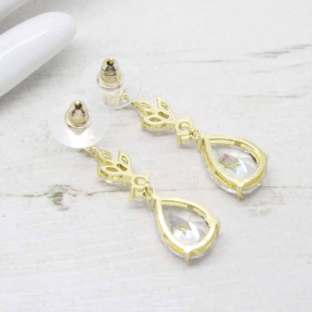 Anna Cubic Zirconia Crystal Drop Earrings (Gold)