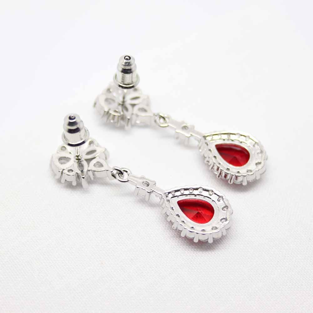 Sophie Ruby Pear Drop Zirconia Crystal Earrings