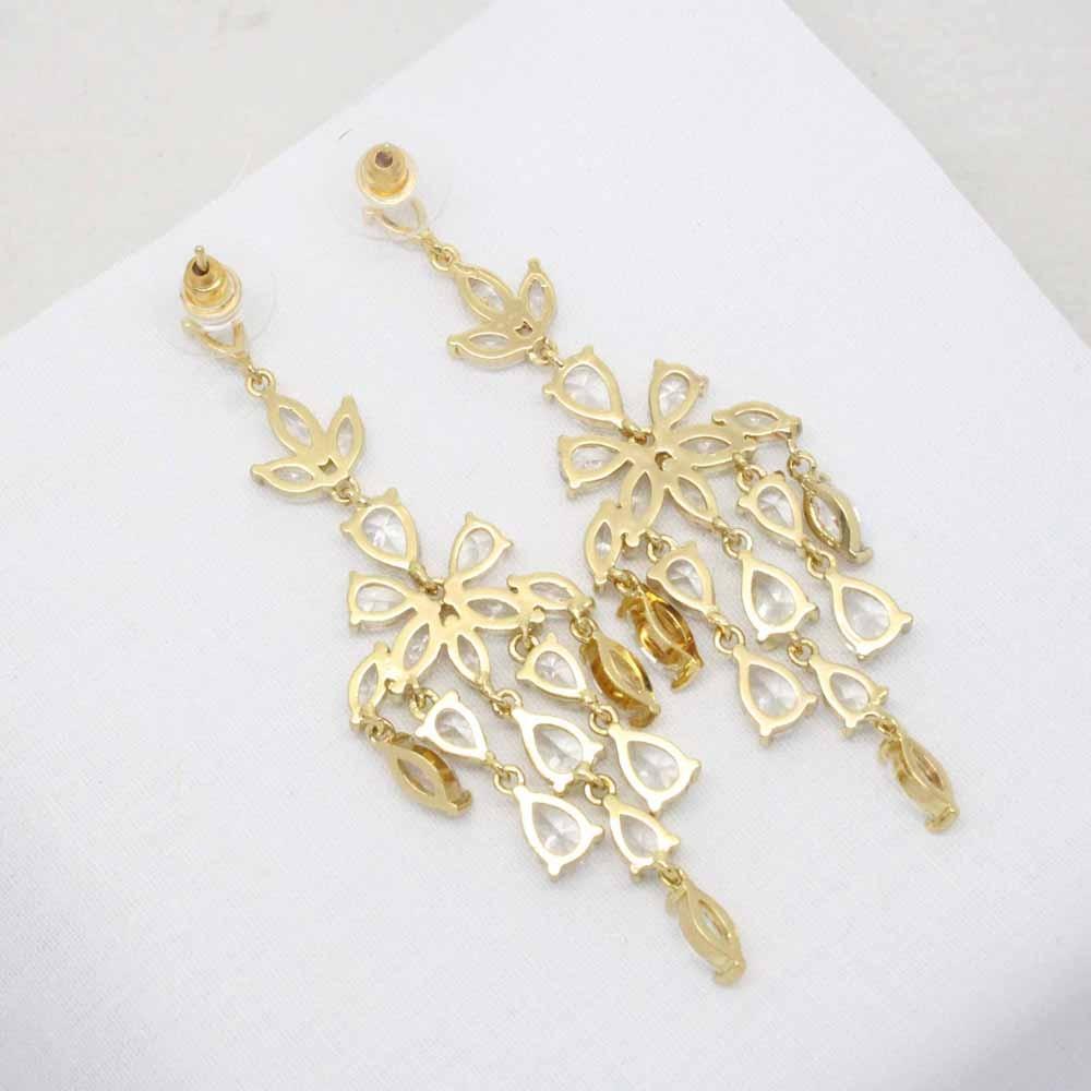 Crystal Cascades Statement Zirconia Drop Earrings (Gold)