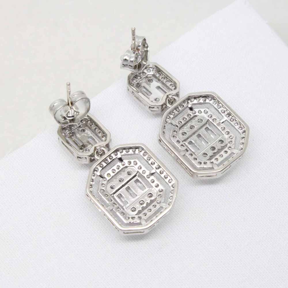 Baguette Cut Art Deco Zirconia Crystal Drop Earrings