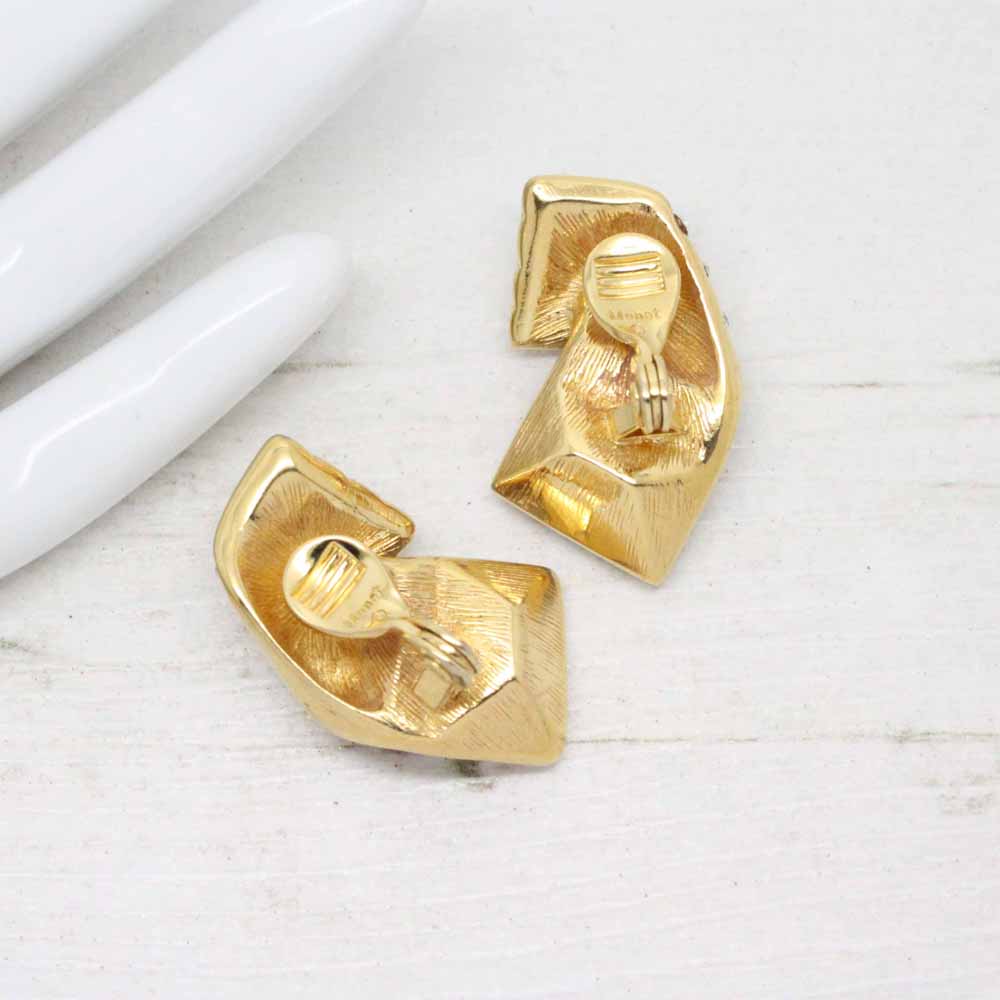Vintage 1980s Signed Monet Swarovski Clip On Earrings