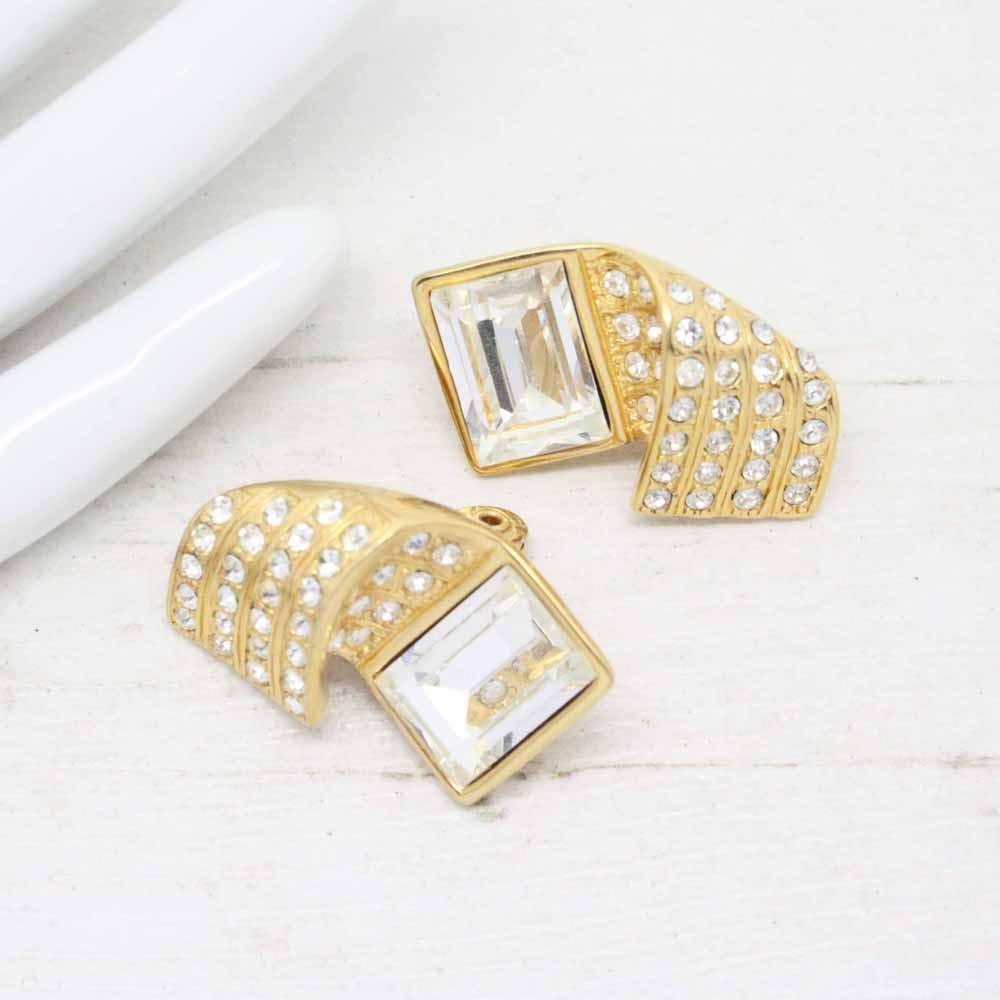 Vintage 1980s Signed Monet Swarovski Clip On Earrings
