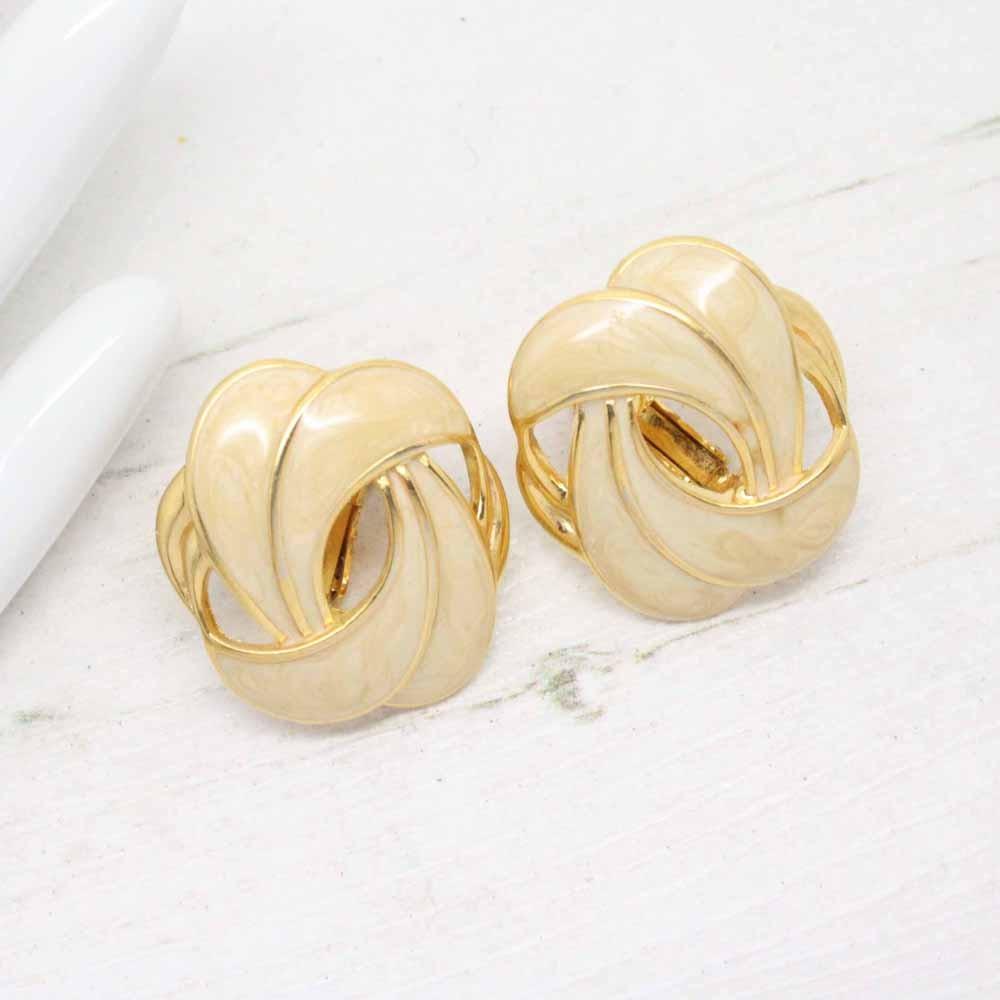 Vintage Signed Napier Enamel Knot Clip On Earrings