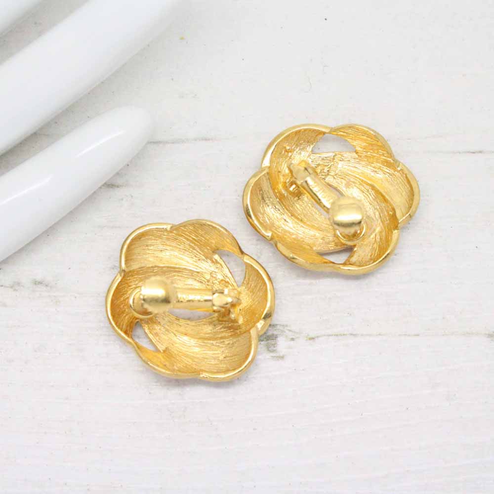 Vintage Signed Napier Enamel Knot Clip On Earrings