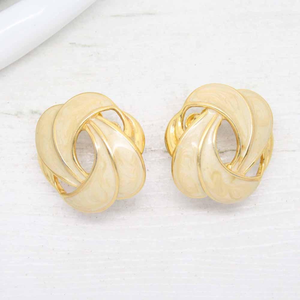 Vintage Signed Napier Enamel Knot Clip On Earrings