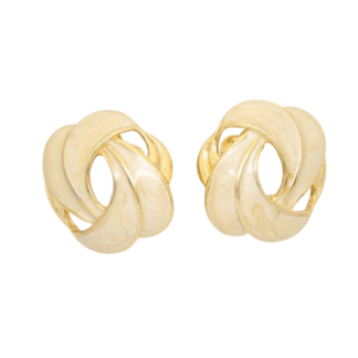 Vintage Signed Napier Enamel Knot Clip On Earrings