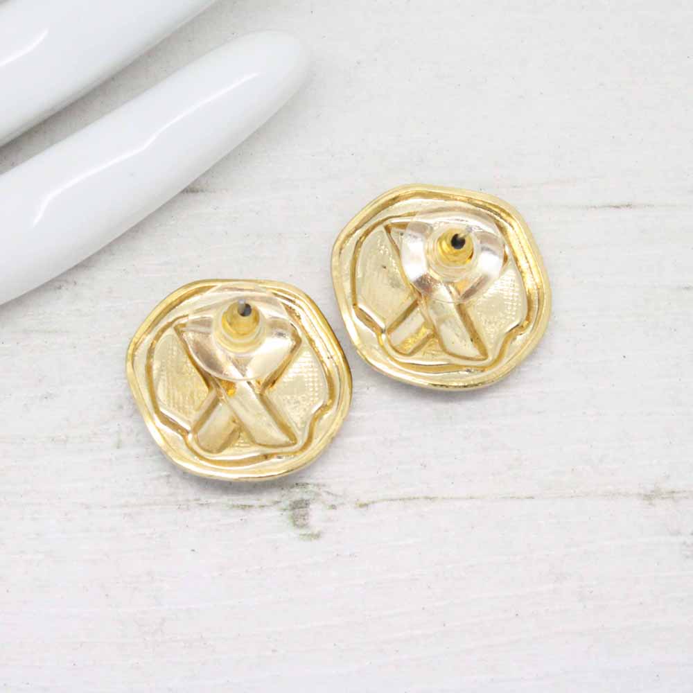 1980s Gold Plated Turquoise Enamel X Kiss Stud Earrings