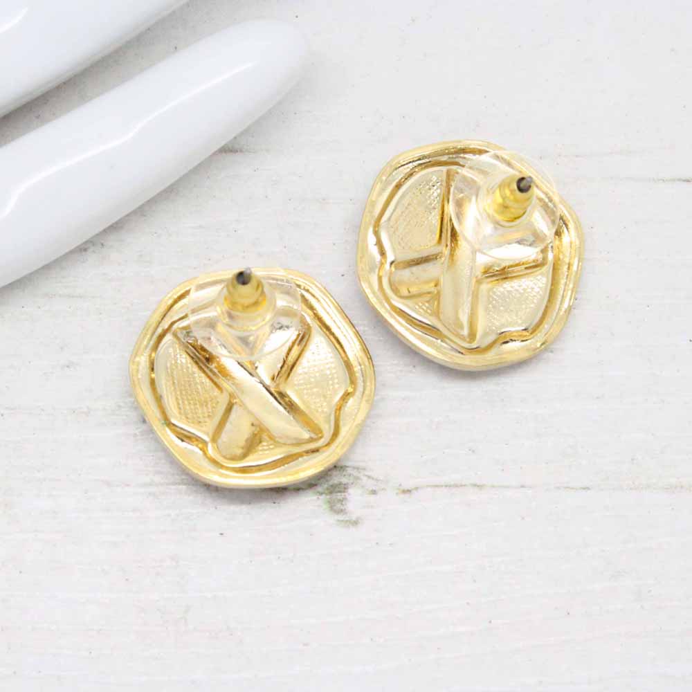 1980s Gold Plated Lipstick Red Enamel X Kiss Stud Earrings