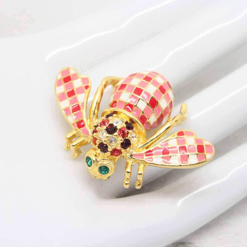 Joan Rivers Pink Gingham Picnic Bee Brooch Pin