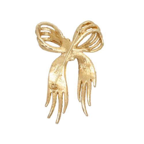 Vintage Napier Large Textured Gold Ribbon Bow Brooch