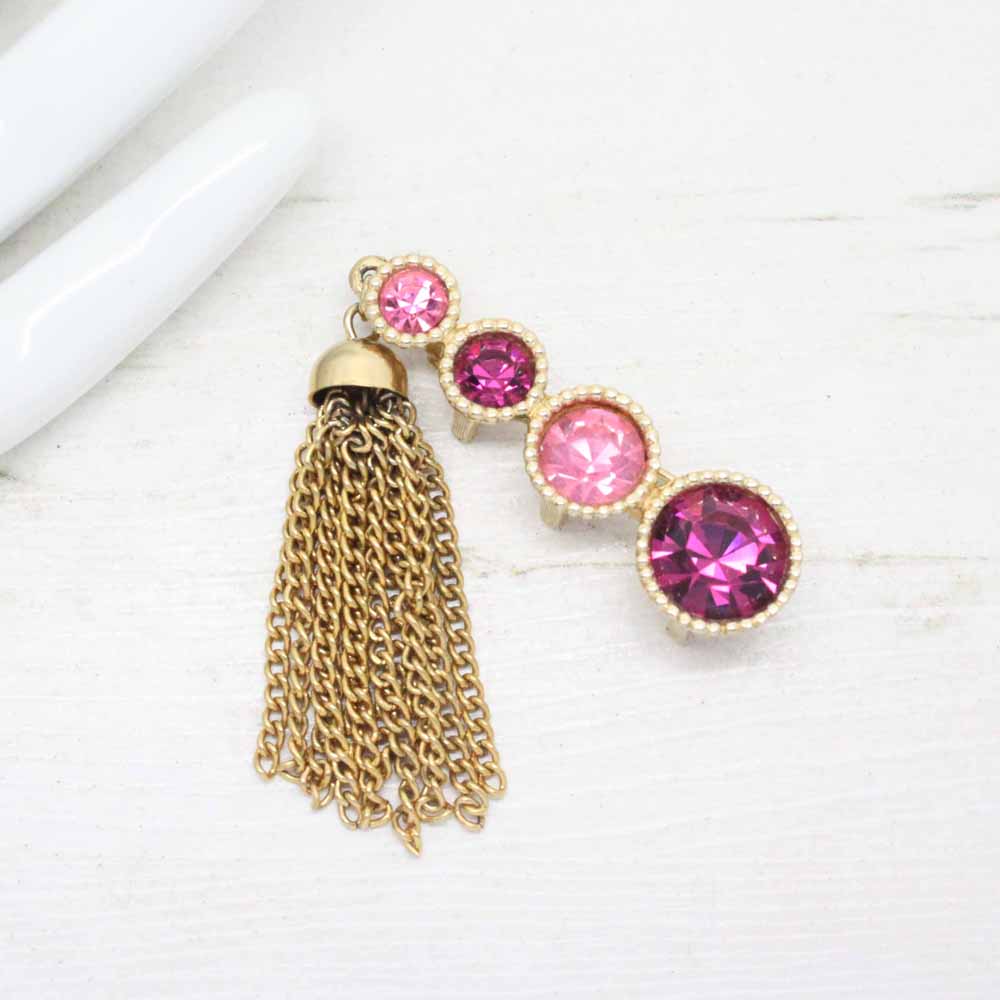 1960s Saucy Pink Rhinestone Tassel Drop Sarah Coventry Brooch