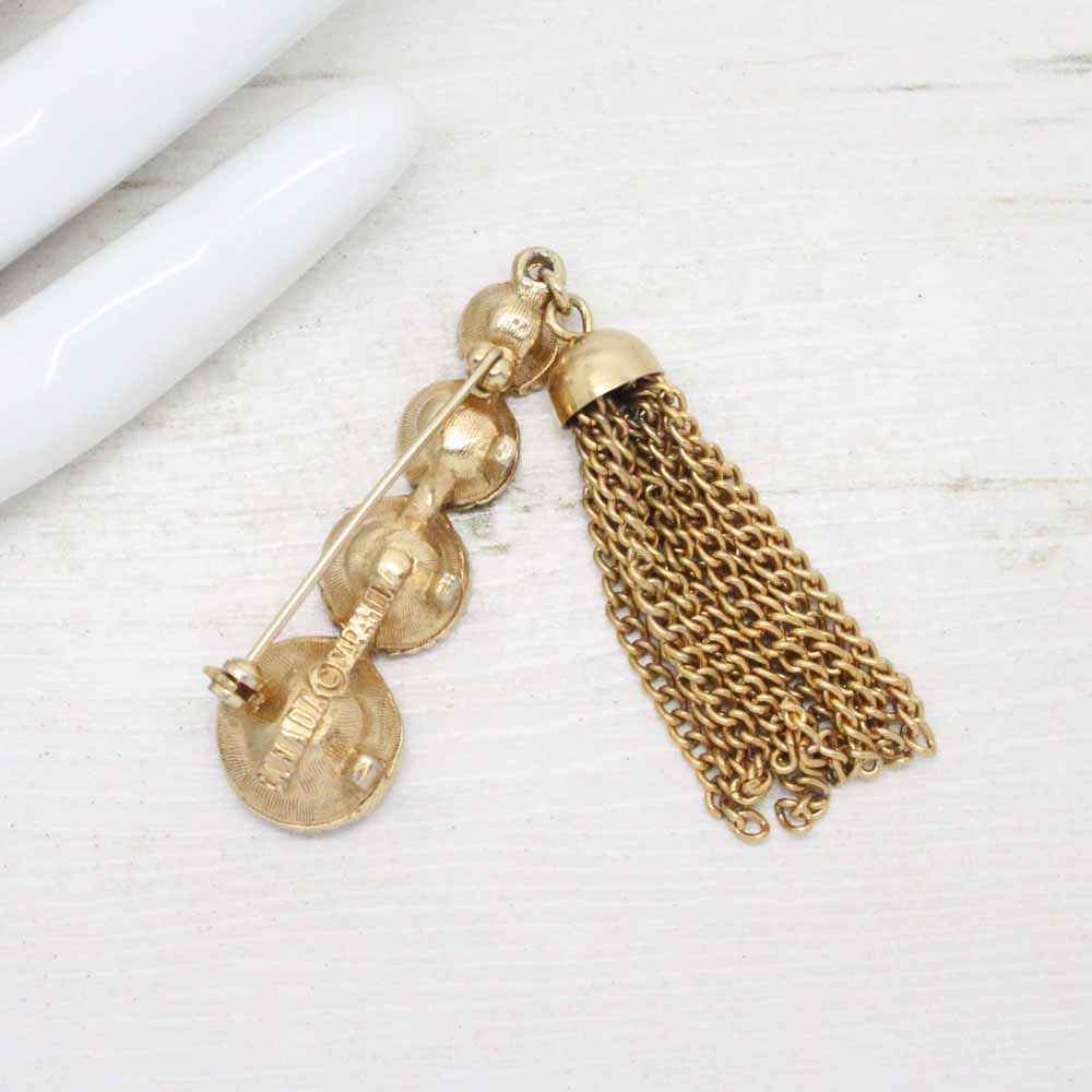 1960s Saucy Pink Rhinestone Tassel Drop Sarah Coventry Brooch