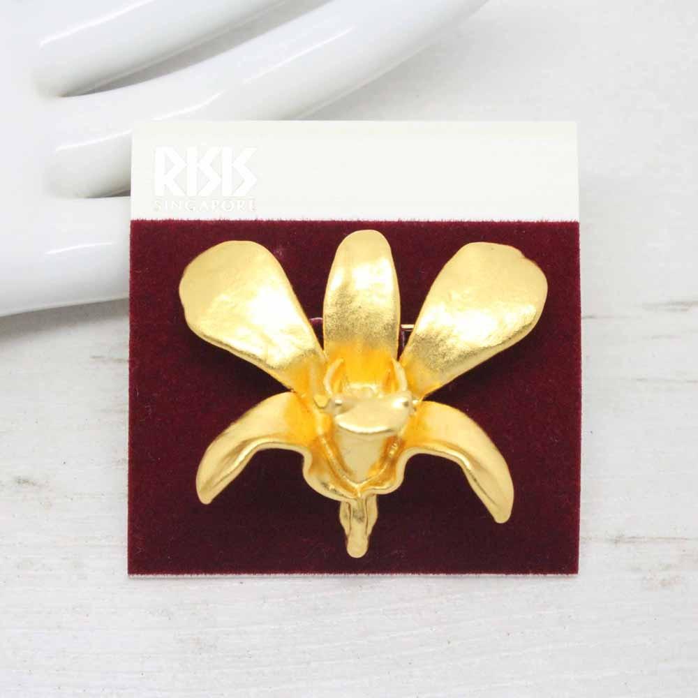 Risis Vintage Mokara Bi Bi Golden Orchid Brooch