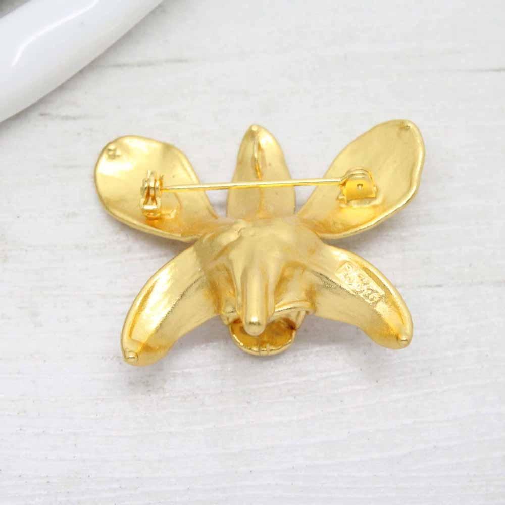 Risis Vintage Mokara Bi Bi Golden Orchid Brooch