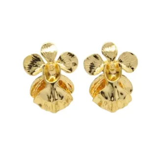 Risis Vintage ‘Vanda Miss Joaquim’ Orchid Earrings (Gold)