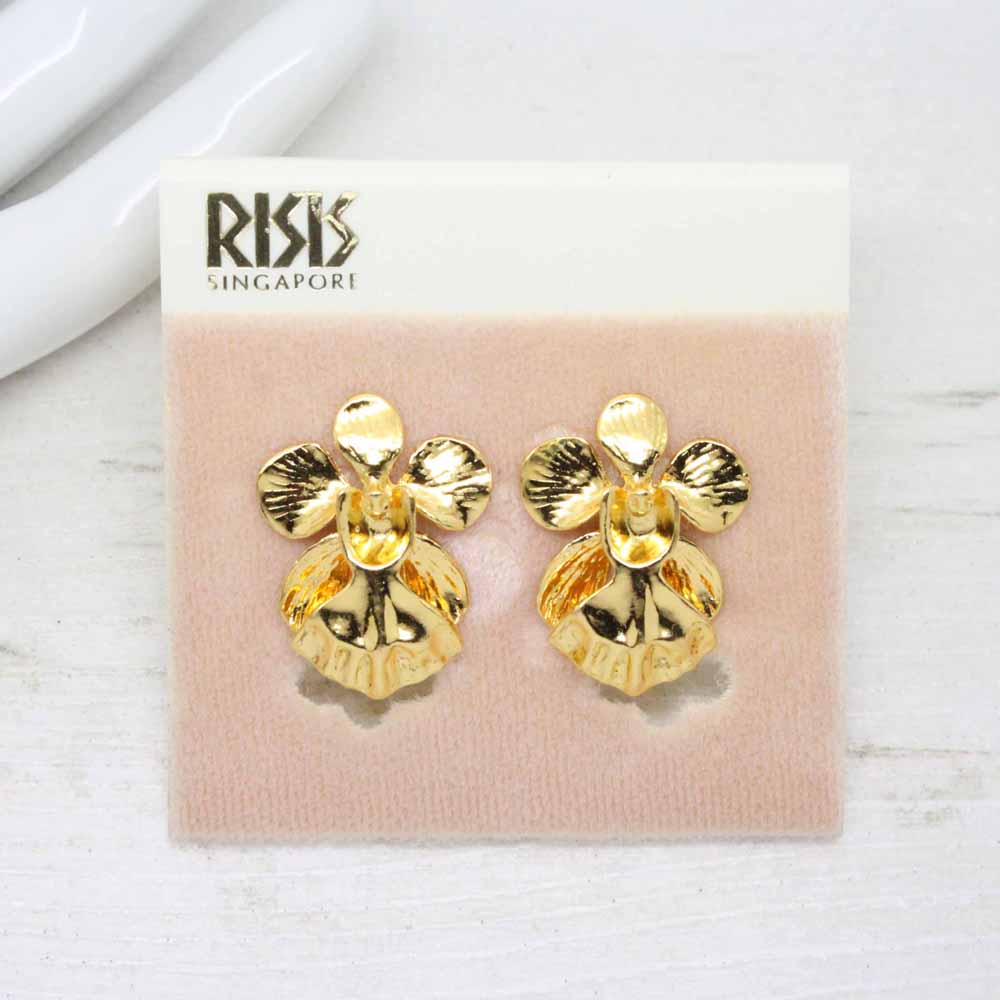Risis Vintage ‘Vanda Miss Joaquim’ Orchid Earrings (Gold)