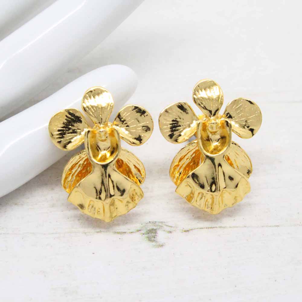 Risis Vintage ‘Vanda Miss Joaquim’ Orchid Earrings (Gold)