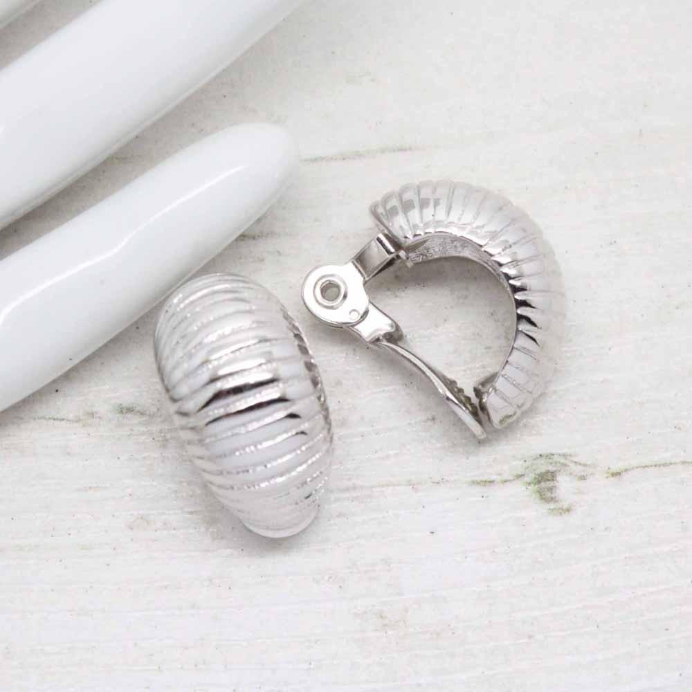 1980s Monet Silver Demi-Hoop Clip On Earrings