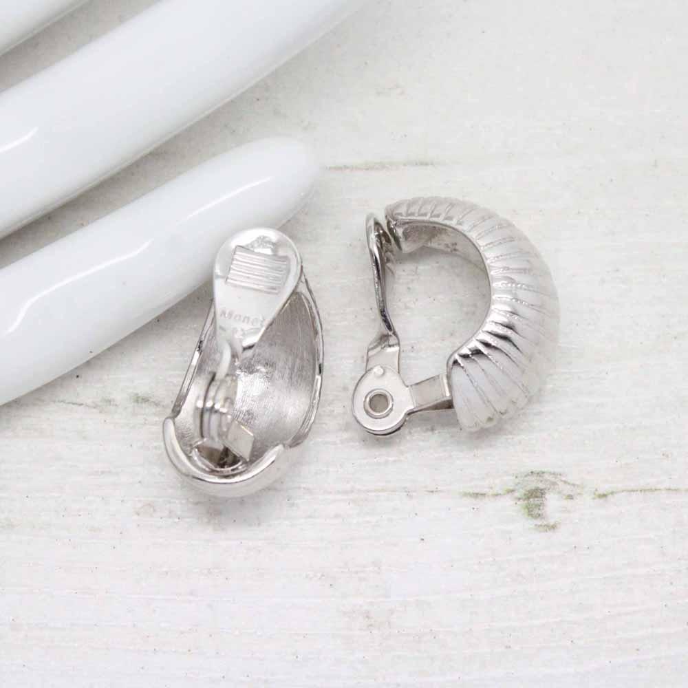 1980s Monet Silver Demi-Hoop Clip On Earrings
