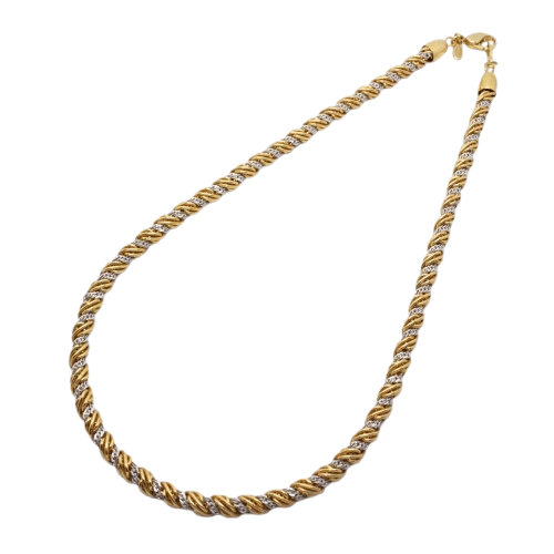 1980s Vintage Monet Gold And Silver Plated Rope Necklace