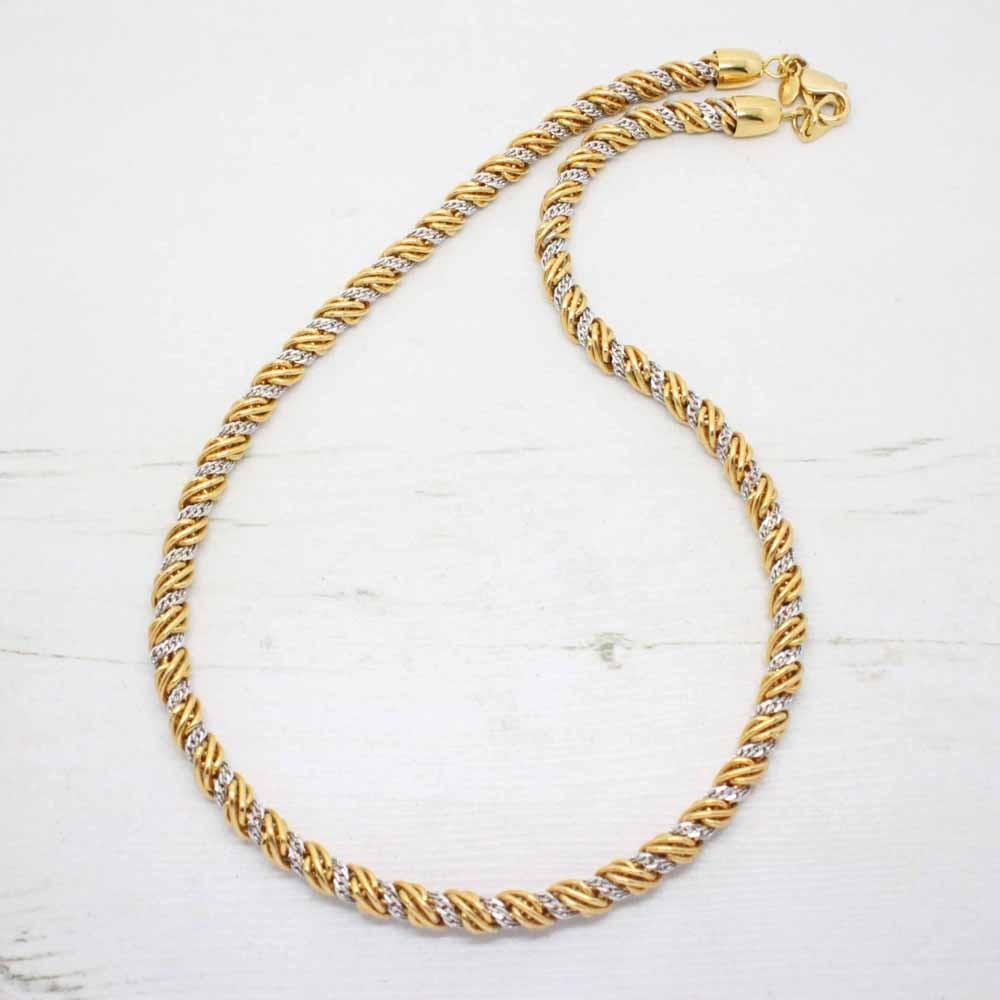 1980s Vintage Monet Gold And Silver Plated Rope Necklace