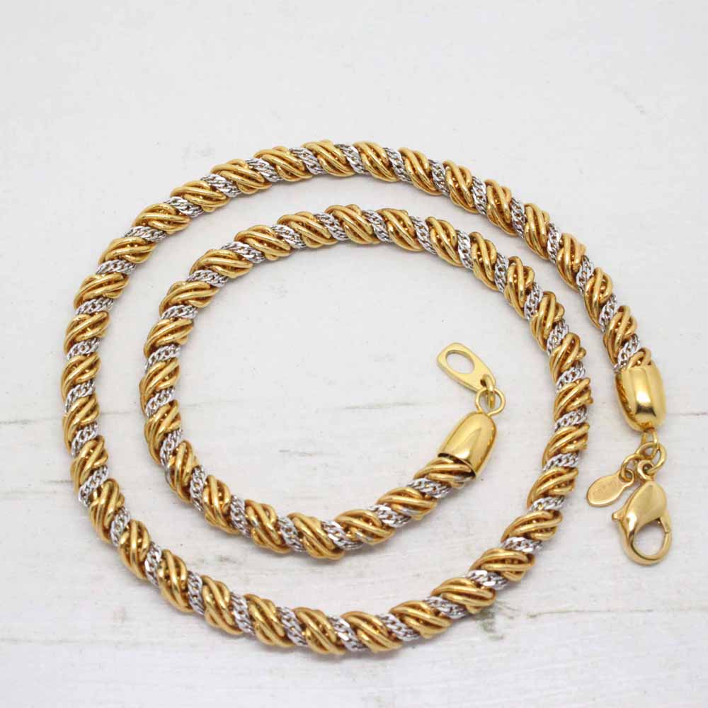 1980s Vintage Monet Gold And Silver Plated Rope Necklace