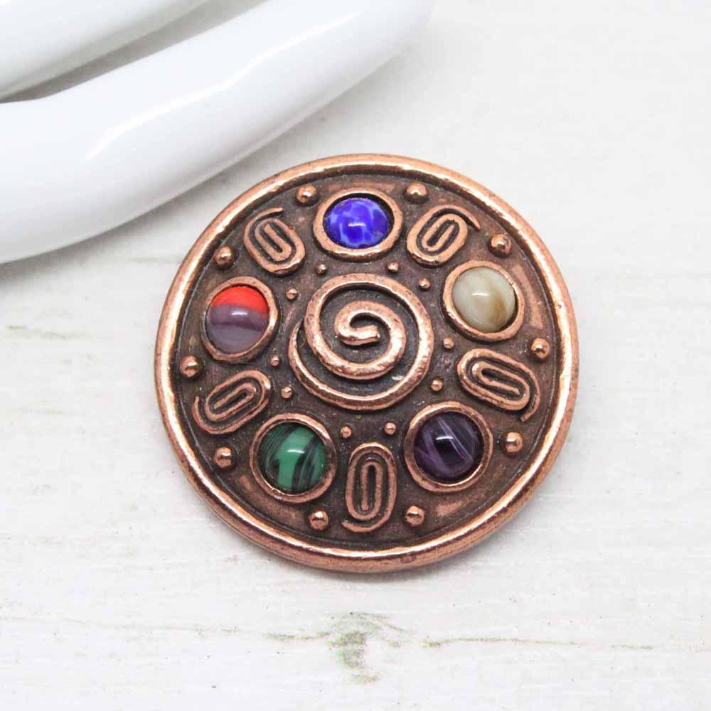 Vintage Miracle Spiral Shield Stone Brooch