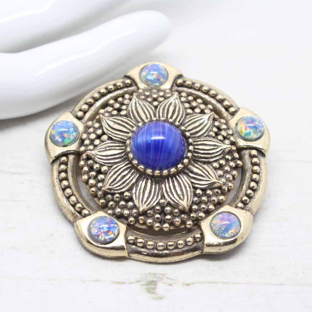 Vintage Miracle Sunflower Scottish Shield Brooch