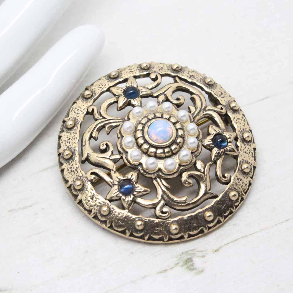 Vintage Miracle Floral Celtic Knot Shield Brooch